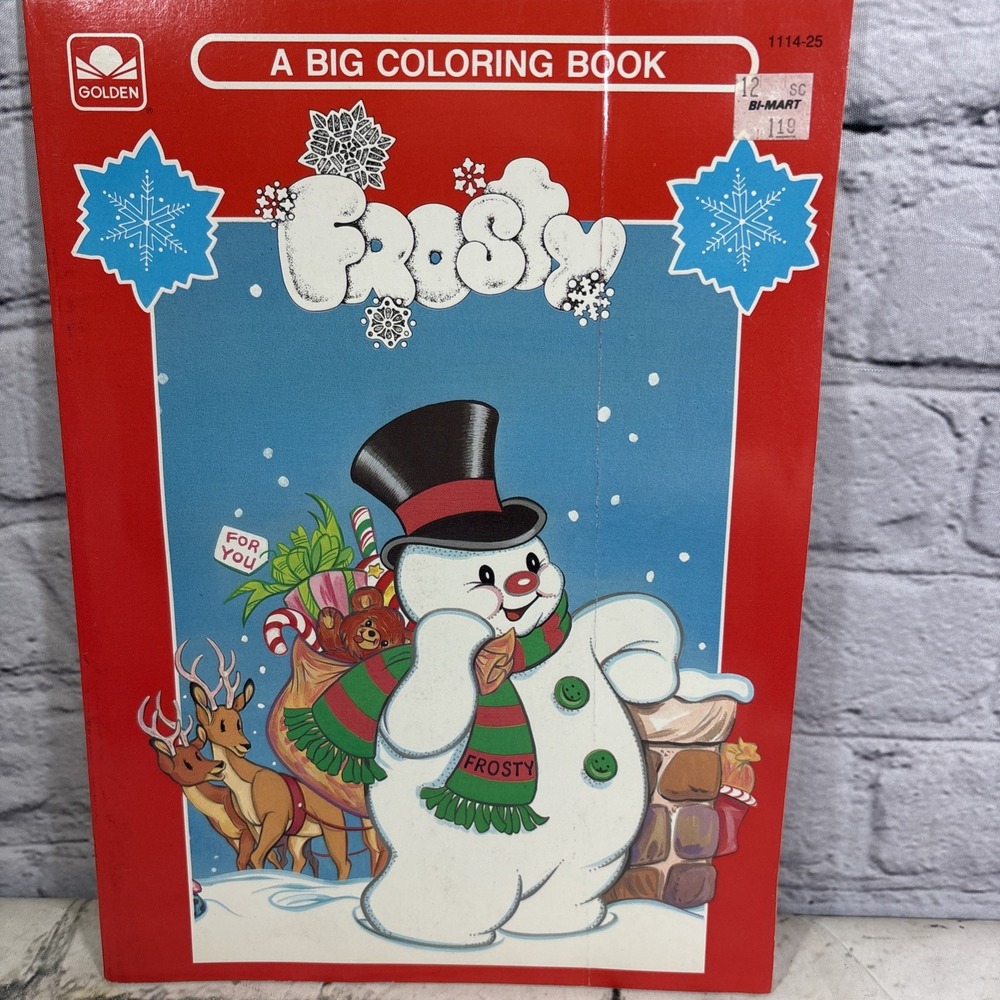 1990 Frosty Snowman The Special Gift Golden Coloring Activity Book by Warner
